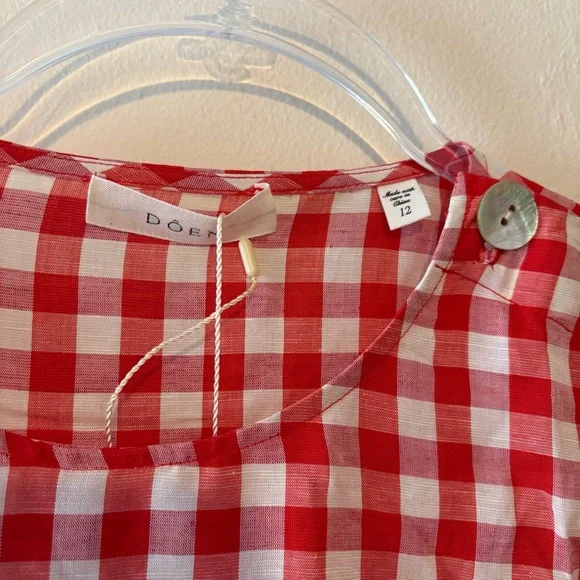 New Doen Coralie mini dress in scarlet Marilyn gingham - Picture 6 of 10